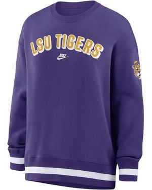 Nike Lsu Legacy Phoenix College Oversized Pullover Crew - Blue