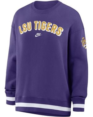 Nike Lsu Legacy Phoenix College Oversized Pullover Crew - Blue