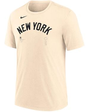 Nike New York Yankees Wordmark Mlb T-Shirt - Natural
