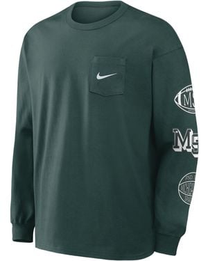 Nike Michigan State Academic Max90 Pocket College Long-Sleeve T-Shirt - Green