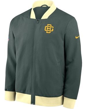 Nike Bay Packers Rivalries Collection Sideline Nfl Full-Zip Bomber Jacket - Green