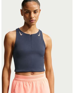 Nike Aeroswift Dri-Fit Adv Cropped Running Tank Top - Blue