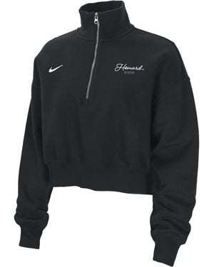 Nike College Phoenix Fleece (Howard University) Cropped 1/4-Zip Pullover - Black