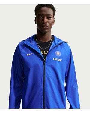 Nike Chelsea Fc Academy Pro Storm-Fit Soccer Hooded Rain Jacket - Blue