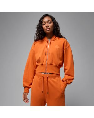 Nike Nike Flight Fleece Cropped Satin-Lined Hoodie - Orange
