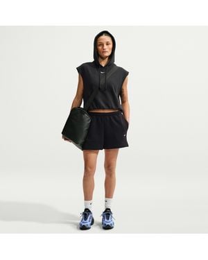 Nike Studio Fleece Lightweight "French Terry" Mid-Rise Shorts - Black