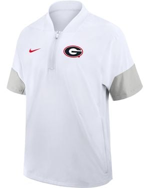 Nike Georgia Sideline Coach College 1/2-Zip Short-Sleeve Hooded Jacket - Blue