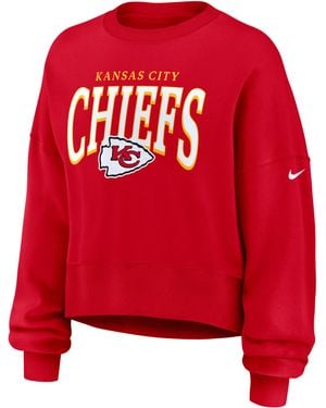 Nike Kansas City Chiefs Rewind Phoenix Nfl Oversized Pullover Crew - Red