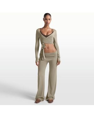 Nike Skims Stretch Knit Wide-Leg Pants - Natural