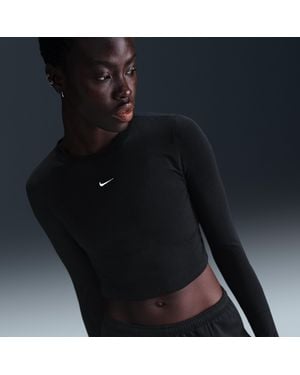 Nike Maglia Corta Slim Fit A Manica Lunga Sportswear Chill Knit – Donna - Nero