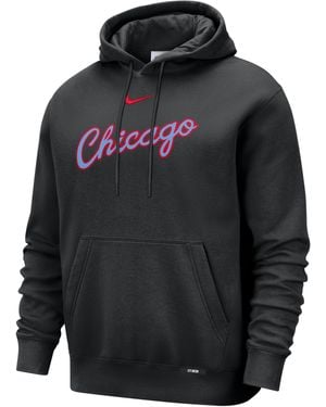 Nike Chicago Bulls City Edition Basketball Club Pull-Over Hoodie - Black