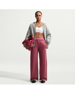 Nike Studio Fleece Medium Weight Mid-Rise Wide-Leg Pants - Red