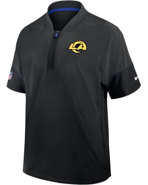 Nike Los Angeles Rams Sideline Coach Nfl 1/2-Zip Short-Sleeve Hooded Jacket - Black
