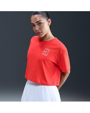 Nike Slam Dri-Fit Short-Sleeve Cropped Tennis T-Shirt - Red
