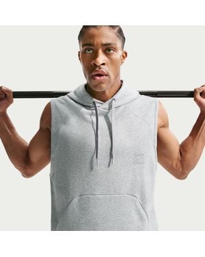 Nike N.A.C. Dri-Fit Fleece Sleeveless Training Hoodie - Gray