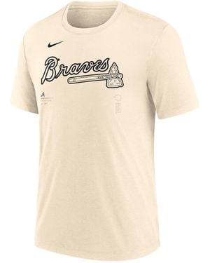 Nike Atlanta Braves Wordmark Mlb T-Shirt - Natural
