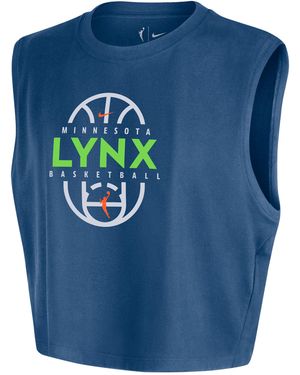 Nike Minnesota Lynx Wnba Authentic Sleeveless Cropped T-Shirt - Blue
