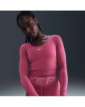 Nike Pro Dri-Fit Cropped Long-Sleeve Top - Pink