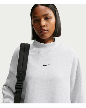 Nike Studio Fleece Medium Weight Oversized Mock-Neck Sweatshirt - Gray