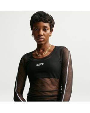 Nike Sportswear Slim Long-Sleeve Sheer Top - Black