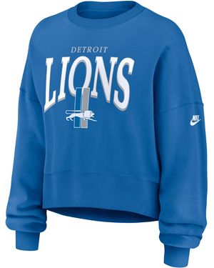 Nike Detroit Lions Rewind Phoenix Nfl Oversized Pullover Crew - Blue