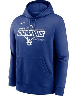 Nike Los Angeles Dodgers 2025 World Series Champions Logo Home Plate Mlb Pullover Hoodie - Blue