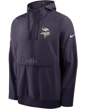 Nike Minnesota Vikings Rivalries Collection Sideline Anorak Nfl 1/2-Zip Hooded Jacket - Blue