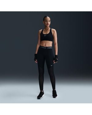 Nike Pro Mid-Rise Full-Length Mesh-Panelled Leggings - Blue