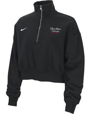 Nike College Phoenix Fleece (Clark Atlanta University) Cropped 1/4-Zip Pullover - Black