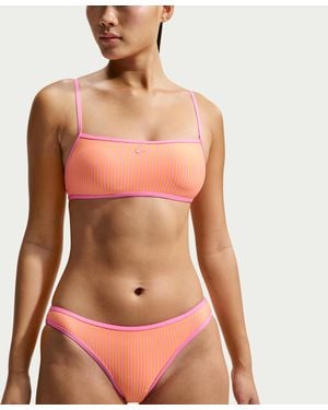 Nike Swim Ripple Texture Bralette Bikini Top - Red