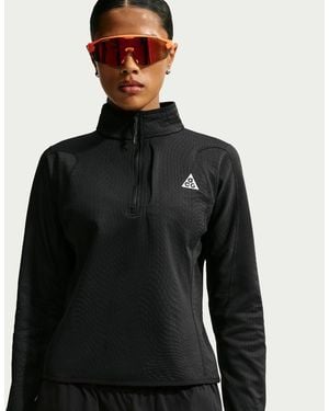Nike Acg "Wolf Grid" Therma-Fit 1/2-Zip Hiking Top - Black