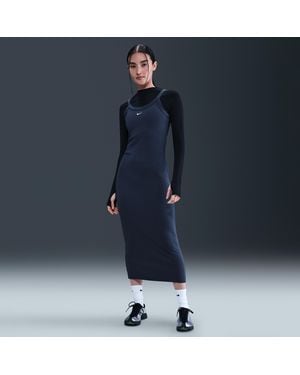 Nike Sportswear Chill Knit Tight Mini-Rib Tank Top Dress - Blue