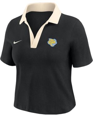Nike College (North Carolina A&T University) Short-Sleeve Polo Crop Top - Black