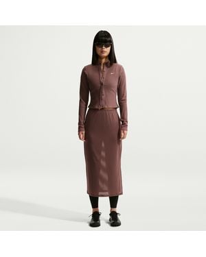 Nike Sportswear Slim Sheer Midi Skirt - Brown