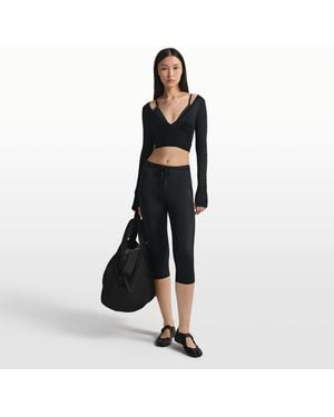 Nike Skims Satin Shine High-Waisted 17" Leggings With Drawcord - Black