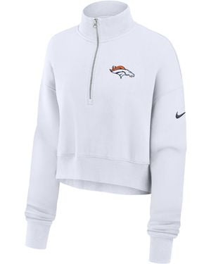 Nike Denver Broncos Primetime Phoenix Nfl Oversized Cropped 1/4-Zip Crew - Blue