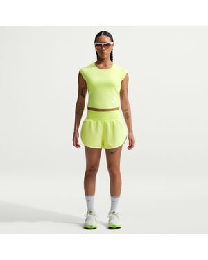 Nike Tempo Flow Swoosh Dri-Fit Mid-Rise Brief-Lined Running Shorts - Yellow