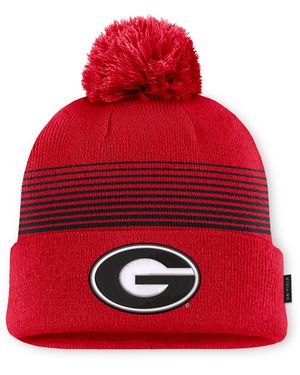 Nike Georgia Sideline Peak College Cuffed Pom Beanie - Red