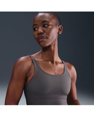 Nike Zenvy Rib Light-Support Padded Longline Sports Bra - Blue
