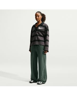 Nike Studio Fleece Weight Mid-Rise Wide-Leg Pants - Green