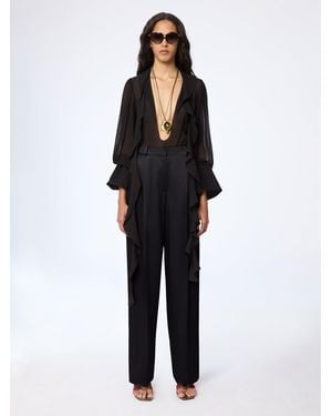 Nina Ricci Wide-Leg Crepe Satin Trousers - Black