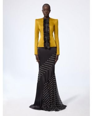 Nina Ricci Mustard Crepe Satin Jacket With Front Pleat - White
