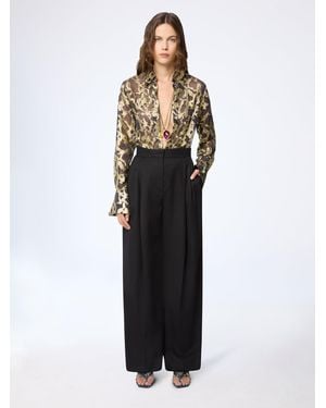 Nina Ricci Wide-Leg Pleated Wool Gabardine Pants - Black