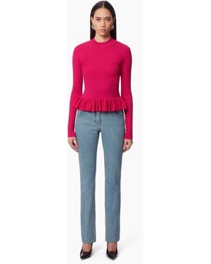 Nina Ricci Sweater With Ruffle Peplum - Pink