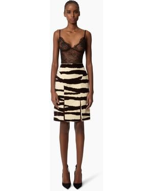 Nina Ricci Velvet Zebra Mini Skirt - White