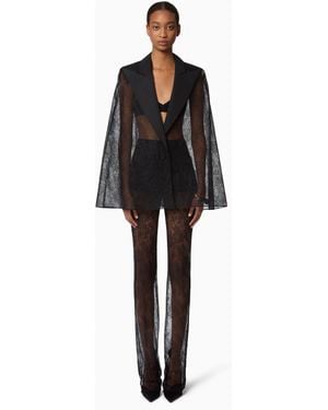 Nina Ricci Lace Blazer-Inspired Cape - Black