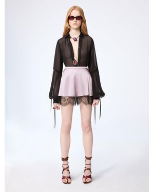 Nina Ricci Mauve Mini Silk Satin Short - White