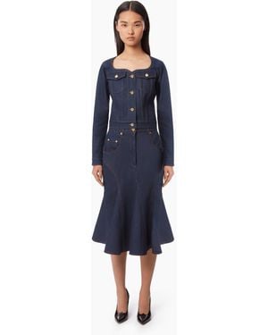 Nina Ricci Sweetheart Neckline Denim Jacket - Blue