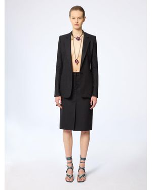 Nina Ricci Pinstriped Virgin Wool Midi Skirt - Black