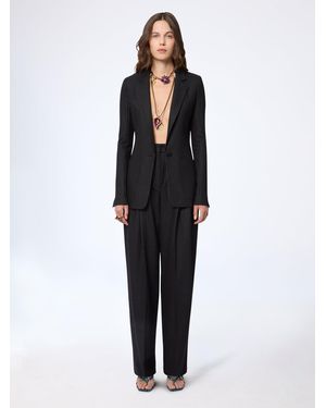 Nina Ricci Wide-Leg Pinstriped Wool Trousers - Black